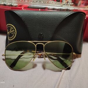 Rare 195pRay-Ban B&L Gold Frame 01/10 Gold Filled G-31 Top Aviator Sunglasslllll